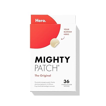 Mighty Patch Original from Hero Cosmetics - Hydrocolloid Acne Pimple Patch for Covering Zits and Blemishes, Spot Stickers for Face and Skin