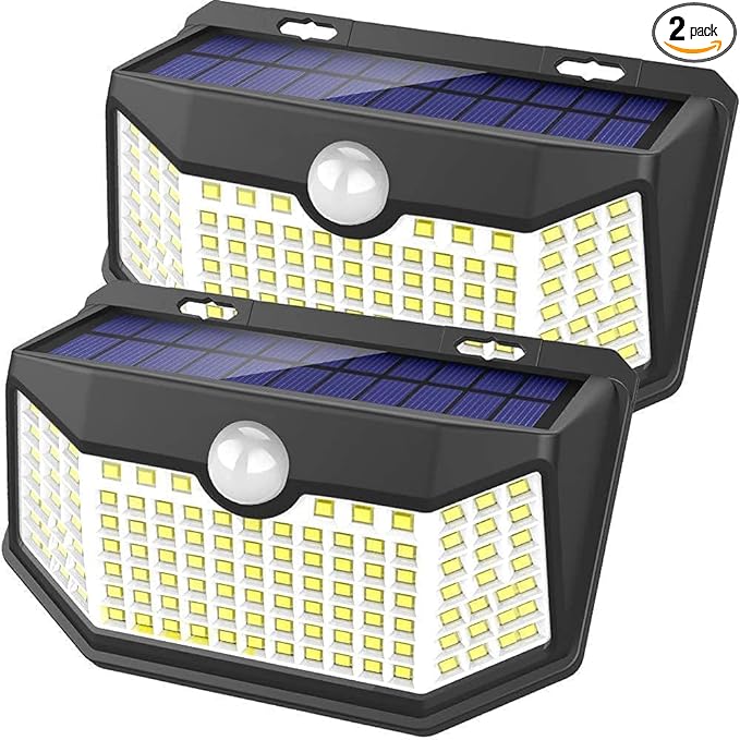 HMCITY Solar Lights Outdoor 120 LED with Lights Reflector and 3 Lighting Modes