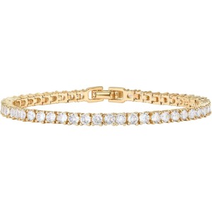 PAVOI 14K Gold Plated 3mm Cubic Zirconia Classic Tennis Bracelet