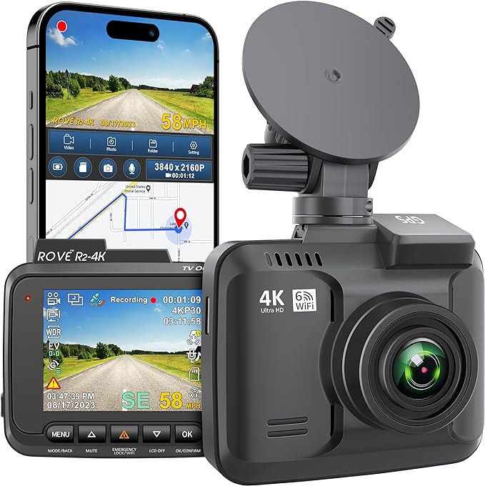 ROVE R2-4K Dash Cam Built-in WiFi GPS Car