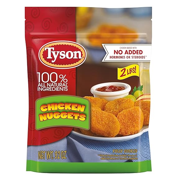 Tyson Fully Cooked Chicken Nuggets, Frozen Chicken Nuggets, 2 lb